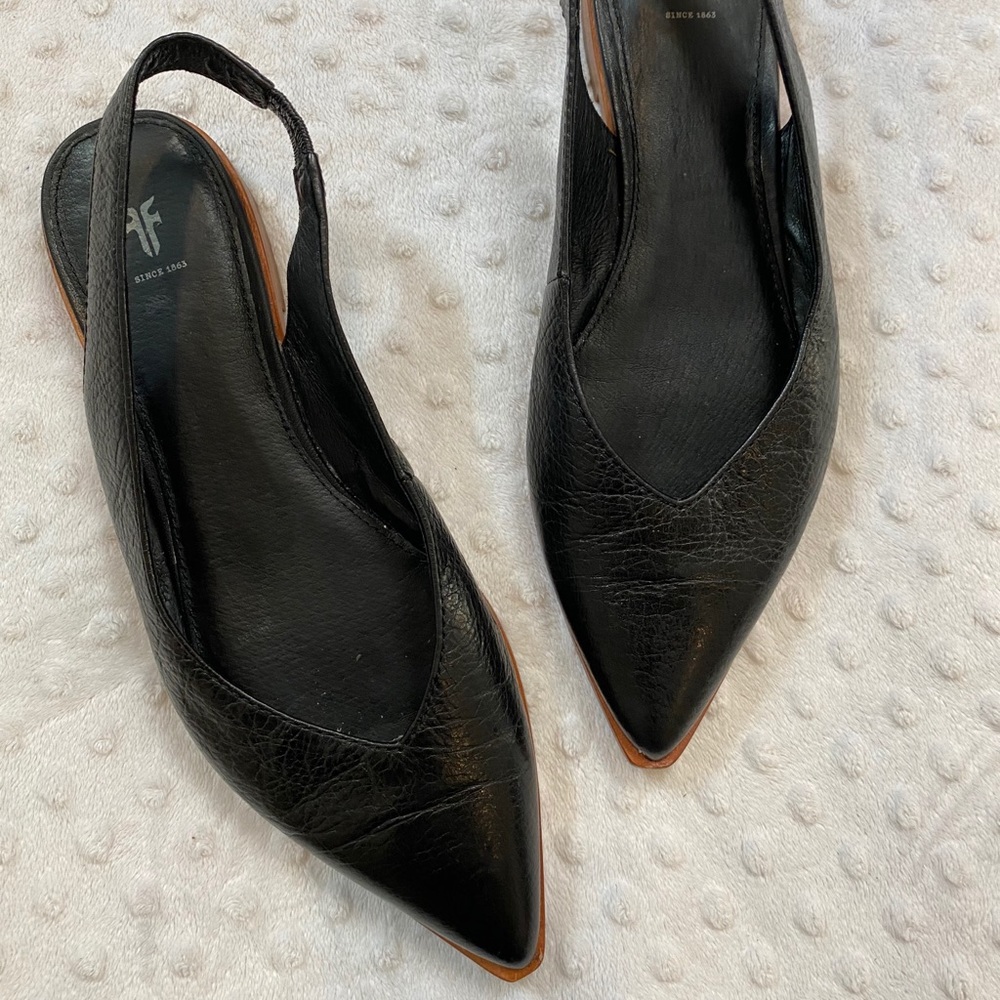 Frye Kenzie Sling Back Black Leather Size 7.5